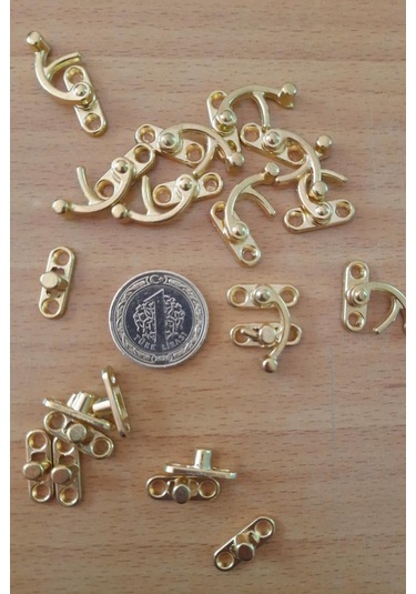 Küçük Yay Gözü Kancalı Kilit Sarı 10 adet Kutu Sandık ve Kapak Klipsi 20x24 mm