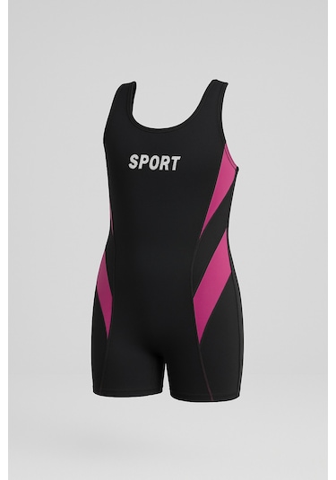 Kız Çocuk Siyah Pembe Şortlu Yüzücü Mayosu Beden Ölçülerine Dikkat Edin Lütfen. Siyah