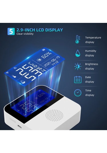 Maiyame Wi-fi Isı Ve Nem Dedektörü, 2.9 İnç Lcd Geri Aydınlatma, Zaman/tarih Gösterimi, Usb Şarj, As90w Modeli Sıcaklık Kablosu Yok
