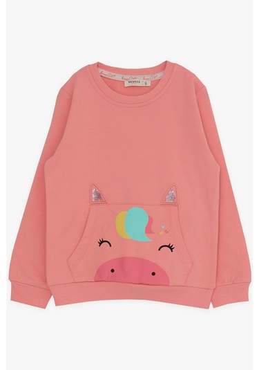 Breeze Kız Çocuk Eşofman Takımı Unicorn Baskılı 1-4 Yaş, Pudra-pudra Pudra