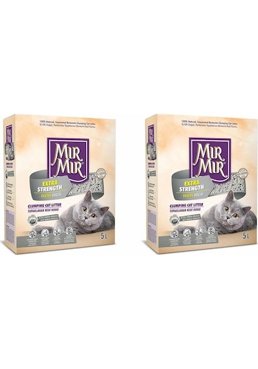 MırMır Aktif Karbonlu Extra Güçlü Topaklaşan Bentonit Kedi Kumu 2 x 5 L