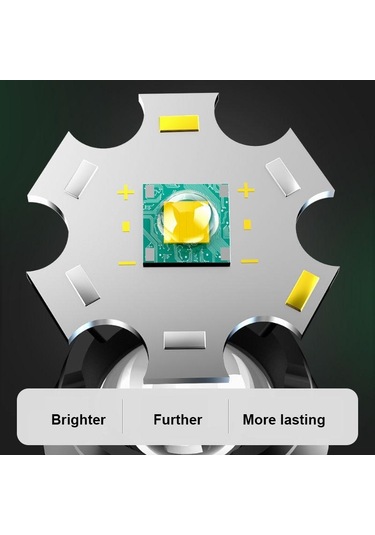 Zoom Özel Kuvvetler El Feneri Güçlü Işık Şarj Edilebilir Açık Hava Meşaleleri Taşınabilir Dayanıklı Uzun Menzilli Süper Parlak Led El Feneri Siyah