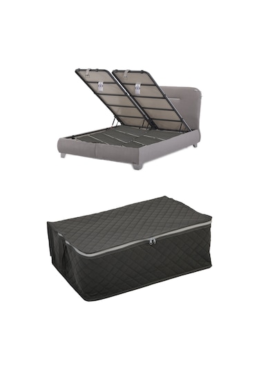 Adarya Home Çekyat Baza Tipi  Hurç-Baza Alti Kazak-Yastik-Pike Saklama Hurcu 22 x 40 x 60 Gri