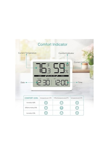 Moly Xiaoguang Orıa Nem Ölçer Termometre - Lcd Büyük Sayı Kapalı - Higrometre Doru - Oda Nem Ve Sıcaklık Ölçer