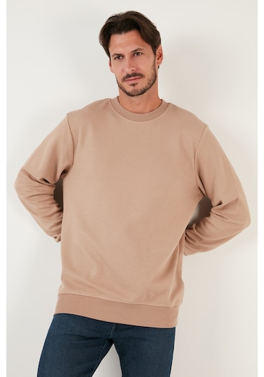 Buratti Pamuklu Bisiklet Yaka Regular Fit Basic Erkek Sweat 5905521 Vizon