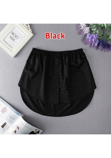 Fastbuy Siyah Kadın Moda Mini Bölme Gömlek Ayarlanabilir Ekose Katmanlı Rahat Genişletici Etek Siyah