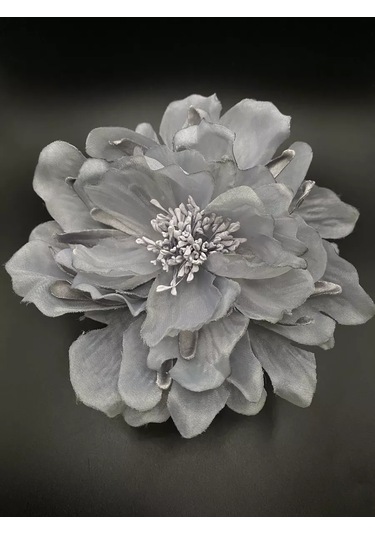 Amely Rid Kumaştan Büyük Çiçek Fiyonk Broş Tokalı 236336077 Gri