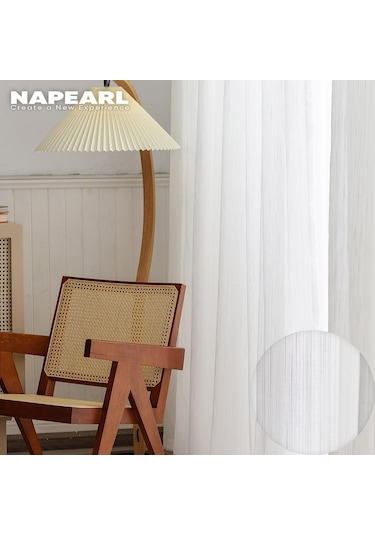 Beyaz 1 Adet Napearl Modern Avrupa Tarzı Zarif Örtü Tül Perdeler Yatak Odası Yumuşak Dokulu Tül Sırf Perde Oturma Odası İçin W100cm X L250cm