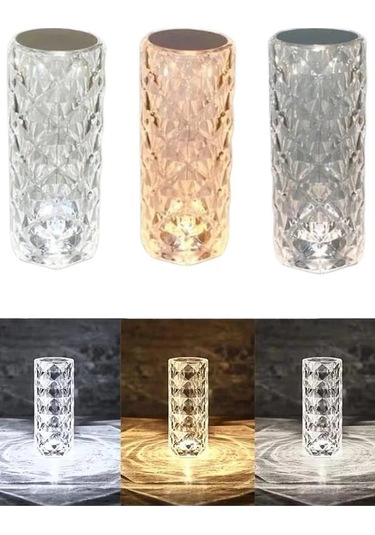 Bfs Masa Ve Gece Lambası Şık Ve Dayanıklı Sensörlü Şarjlı Kristal Lamba Çok Renkli