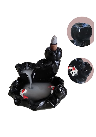 Havuzlu Ve Balık Figürlü Geri Akış Şelale Tütsülük Siyah