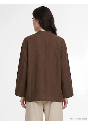 Lc Waikiki Kahverengi V Yaka Kadın Kimono