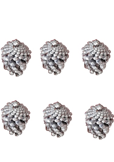 6 Adet Yılbaşı Çam Ağacı Gümüş Kozalak Süs Yeni Yıl Çam Ağacı