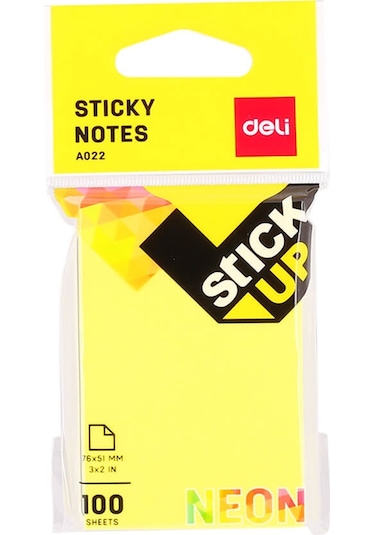 Deli Sticky Notes Yapışkanlı Not Kağıdı 76x51 Mm Neon 100 Sayfa A02202