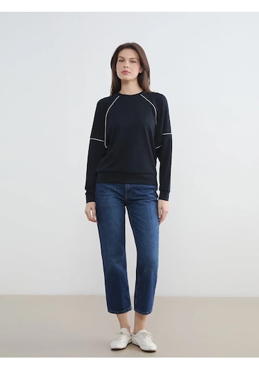 Lc Waikiki Lacivert Bisiklet Yaka Kadın Sweatshirt