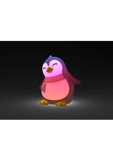 Dhink Silikon Şarjlı Gece Lambası Penguen Beyaz - Siyah