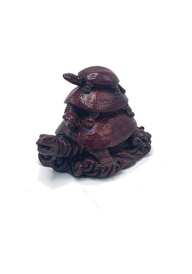 Dekoratif Üçlü Kaplumbağa Biblo Kahverengi