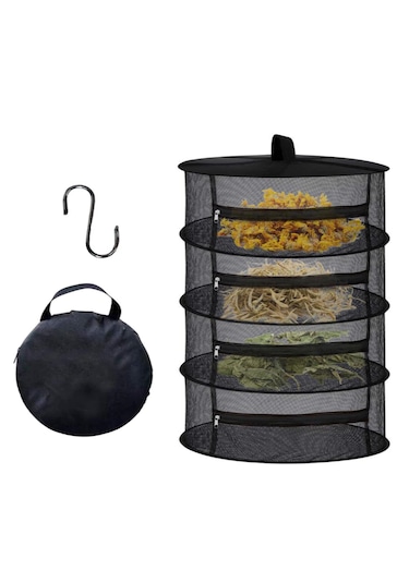 Tineke 4 Katlı Meyve Sebze Kurutma Filesi Katlanabilir Siyah