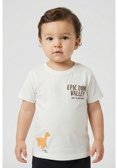 Mackays Erkek Bebek Dinazorlu Tshirt Krem Krem