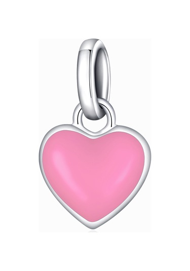 S925 Ayar Gümüş Kalp Kolye Dıy Bilezik Kolye Aksesuarları Pembe Çok Renkli