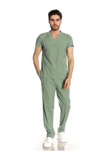 Unisex Likra Çağla Yeşili Scrubs