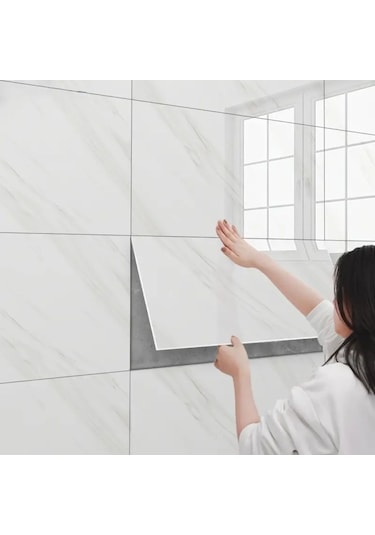 Büro Ev Ofis Düzeni İçin 60x30cm Beyaz Mermer Alüminyum Plastik Duvar Stickerı Diğer