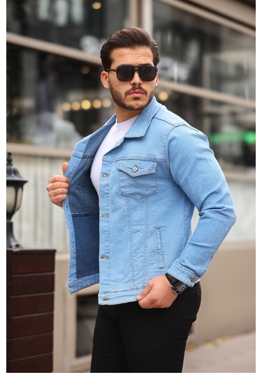 Koyu Haki Erkek Kot Ceket Mavi