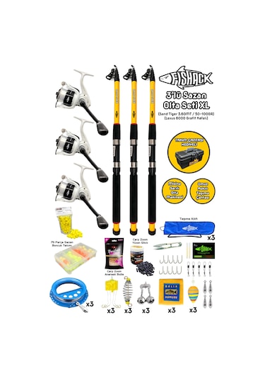 Tam Takım Sazan Olta Seti - 3'lü Set - Xl - 3.60mt/50-100gr