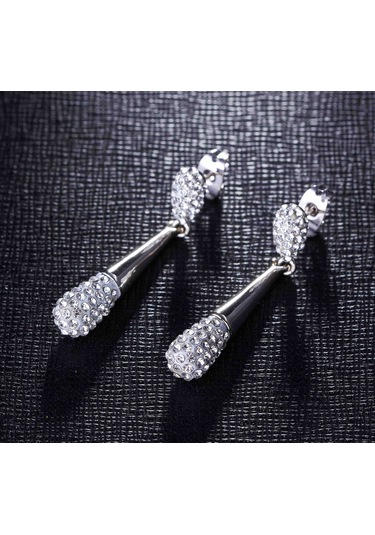 Monemel Kristal Taşlı Küpe Altın Kaplama E0278 Gümüş