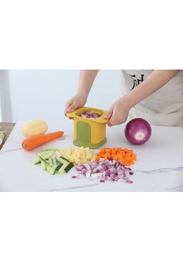 Ev Kullanıma Pratik Kesme Aleti: Patates-havuç-soğan Dilimleyici, Ellerini Korur, Sarı, Dayanıklı Malzeme Diğer Diğer