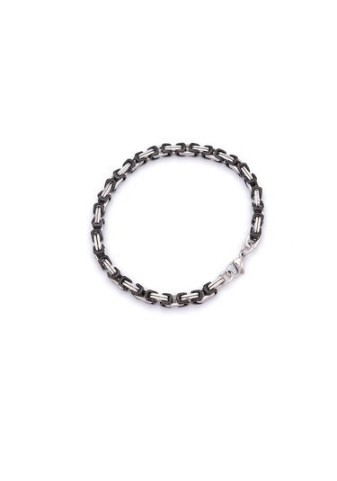 Çelik İki Renkli Kral Erkek Bileklik Eblk-531 Gümüş - Siyah