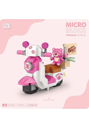 Loz Pembe Motorsiklet Mini Blok Seti 130 Parça