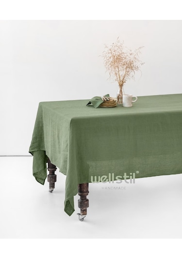 Wellstil Premium Keten Masa Örtüsü Haki