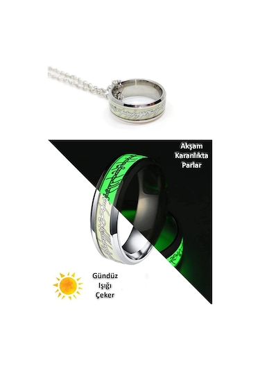 Yüzüklerin Efendisi Tungsten Güç Yüzüğü Kolye Glowing 1 Adet Çok REnkli