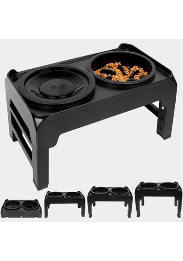 Ayarlanabilir Yükseltilebilir Köpek Kedi Mama Kabı Yavaş Yeme Ve Sıçrama Önleyici Su Kabı 2 Li Set