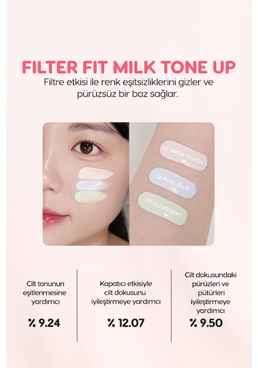 Peripera Filter Fit Milk Tone Up SPF30 001 Snow Peach