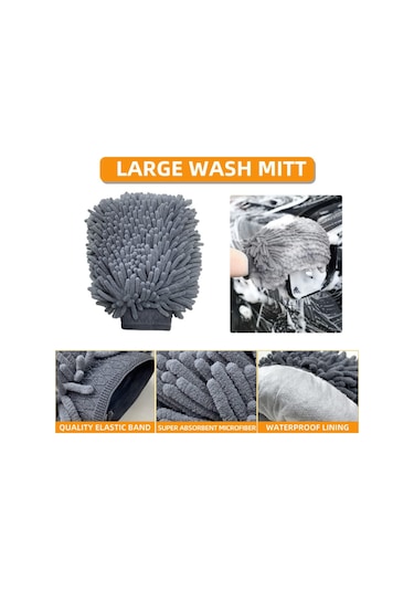 Lemestar 10 Adet Araç Lastik Fırça Seti - Mikrofiber Eldiven Ve Havlu İle Birlikte