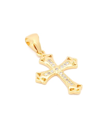 Altın Kaplama Zirkon Taşlı Haç Model Kolye Ucu Tgr-714 Altın