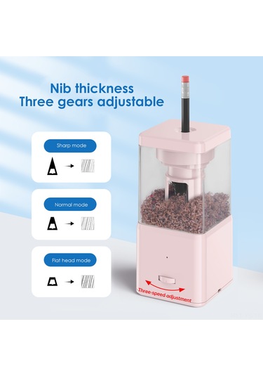 Yunboo 3 Seviyeli Otomatik Kalem Açacağı - 7-8mm Kalemler İçin, Şarj Edilebilir, Mavi Gümüş