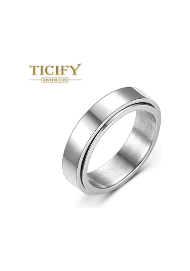 Gümüş Dönen Dinamik Titanyum Çelik Yüzük Yüzük Kadın Minimalist Yüzük Yüzük 10 Gümüş