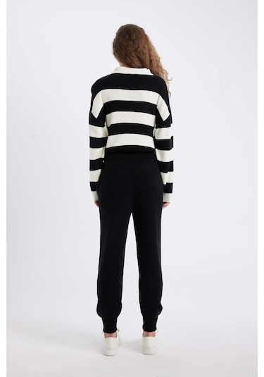 Defacto Jogger Triko Pantolon Cepli Basic Düz Beli Lastik Bağcıklı R1701AZ24WNBK27 Siyah
