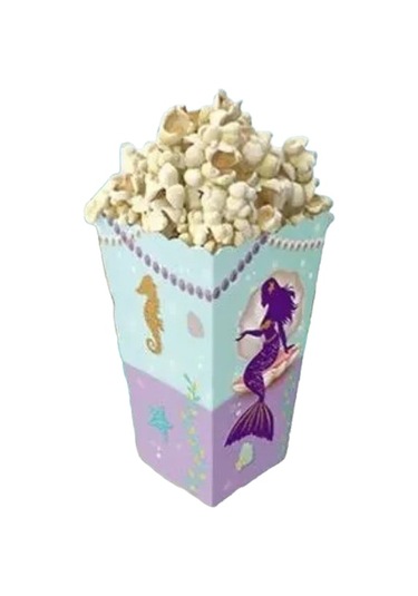 Mısır Kutusu Pırıltılı Deniz Kızı Temalı Pop Corn Kutusu Parti Malzemesi