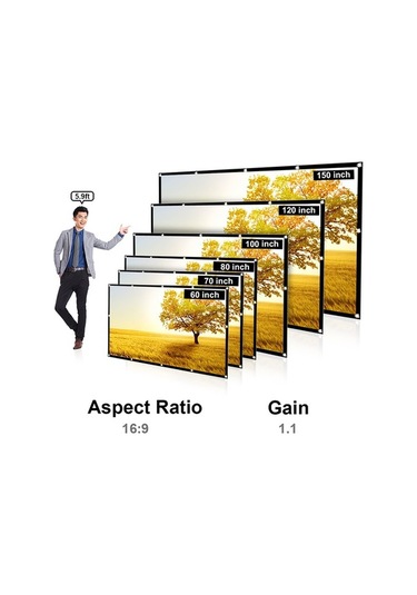 Didadodo 70 İnç Taşınabilir Hd Projeksiyon Perdesi - Katlanabilir, Dayanıklı Ve Portatif Ev Sinema Ekranı, Küçük Boyutlu Tasarım