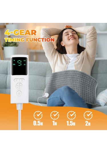 Elektrikli Isıtma Pedi Battaniye 9 Seviye 4 Mod Zamanlayıcı Isıtma Pedi Omuz Grey Ab Tak Grey Gri
