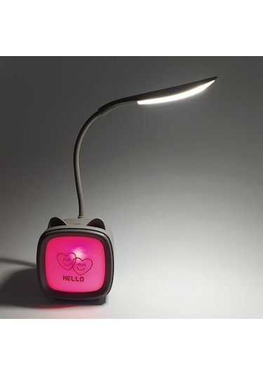 Tv Tasarımlı 2 Kademeli Şarjlı Masa Lambası Gri