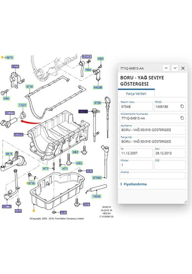 Yağ Çubuk Borusu Connect Bm 02 Ibr 19822 - 7t16 6k815 Aa