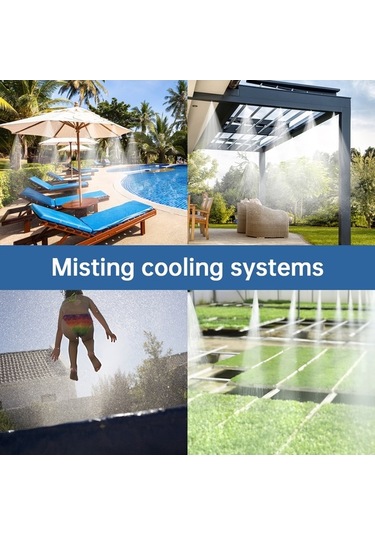 Pazly Dış Mekan Soğutma Buhar Sistemi, 16m Boru, 15 Buhar Başlığı, Su Atomizasyonu, Dıy Montaj, Avrupa Standartı, Siyah