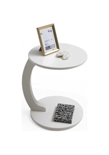 Lunora Kayın Ahşap C Yan Sehpa Beyaz