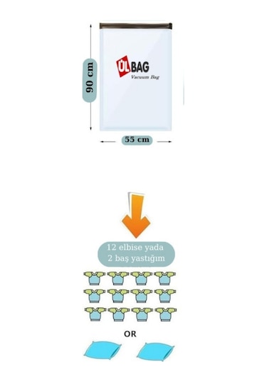 5'li Vakumlu Poşet Seti Orta Boy 55 Cm X 90 Cm Yastık, Elbise Ve Battaniye Vakumlu Hurç Şeffaf