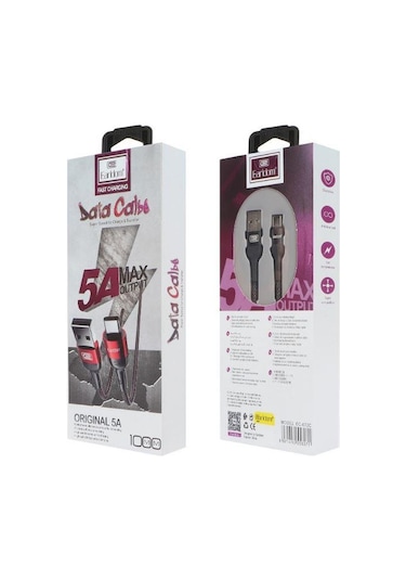 Earldom TYPE-C Telefonlar İçin 5A Hızlı Şarj ve Data Kablosu Siya