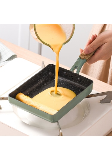 Yaozixa Yapışmaz Yeşil Alüminyum Tavası - Çok Amaçlı Japon Omlet Ve Yumurta Tava Siyah